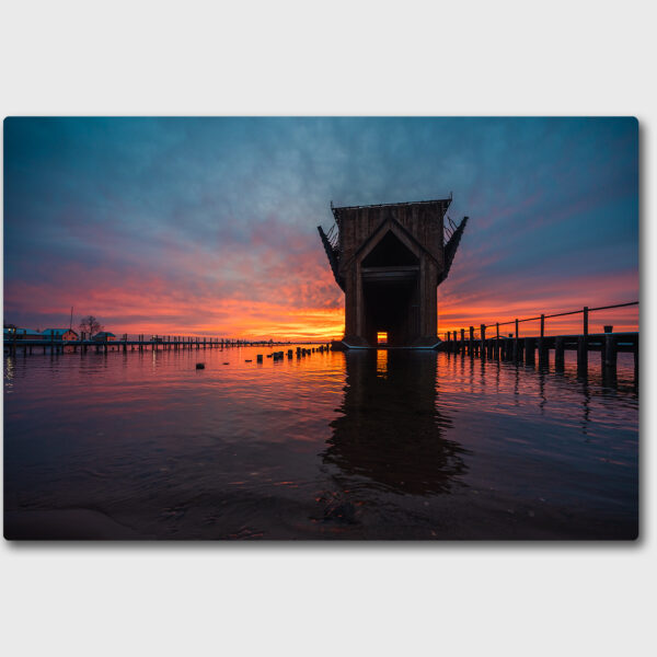 Sunrise over an abandoned ore dock in Marquette, Michigan